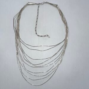 Navajo vintage 925 sterling silver liquid tube beads 10 multi strand necklace